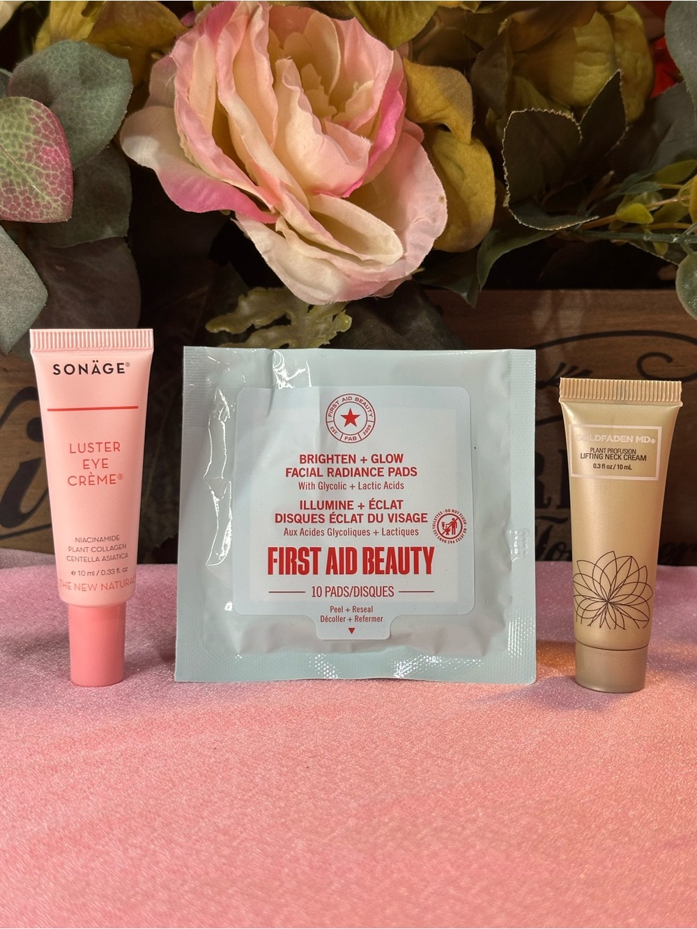 First Aid Beauty + Goldfaden MD + Sonage Skincare Travel Size Trio